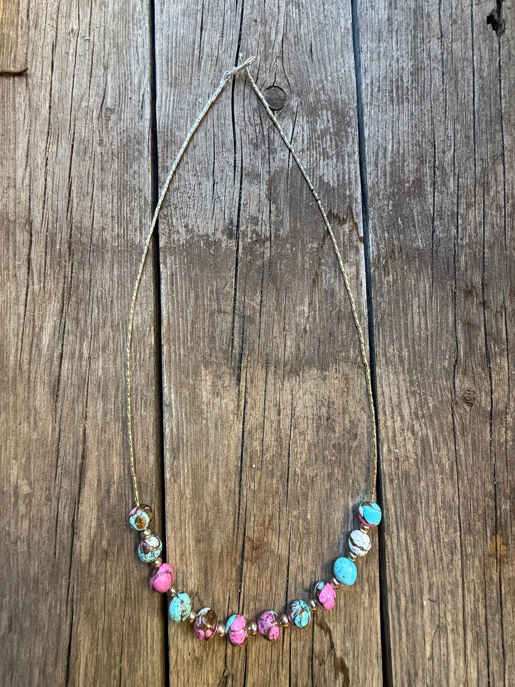 Cotton candy dahlia liquid silver necklace