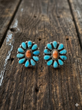 Turquoise Spiney Oyster Cluster Earrings