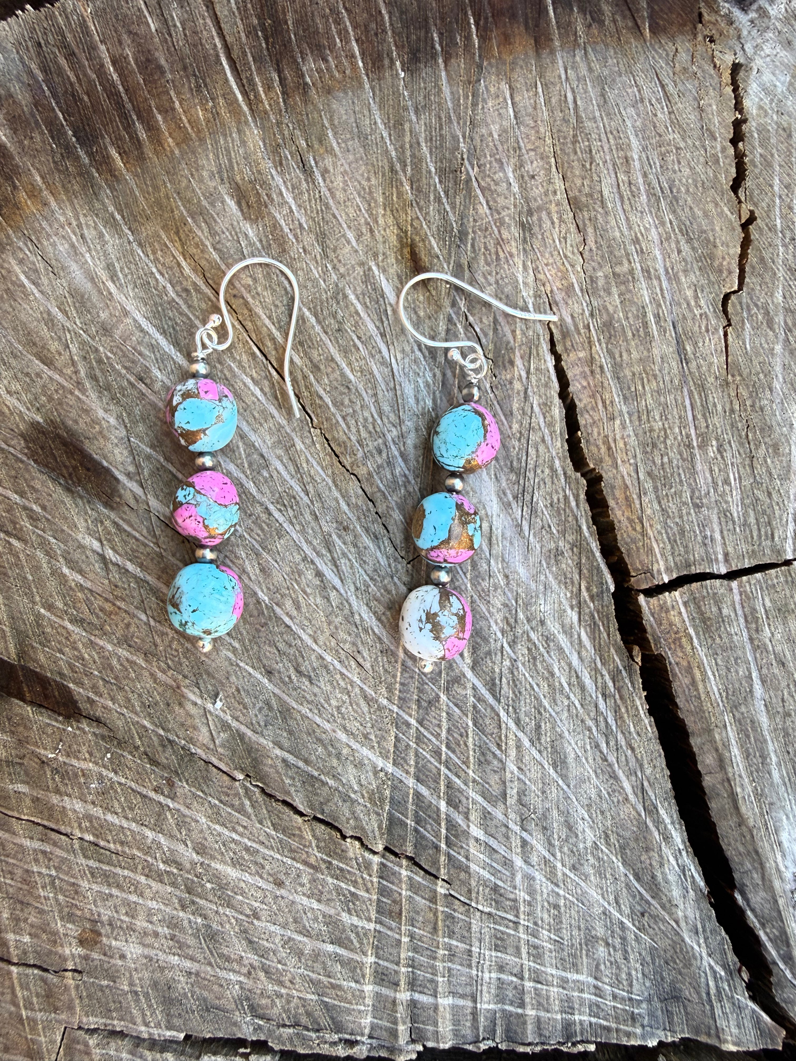 Cotton candy dahlia earrings